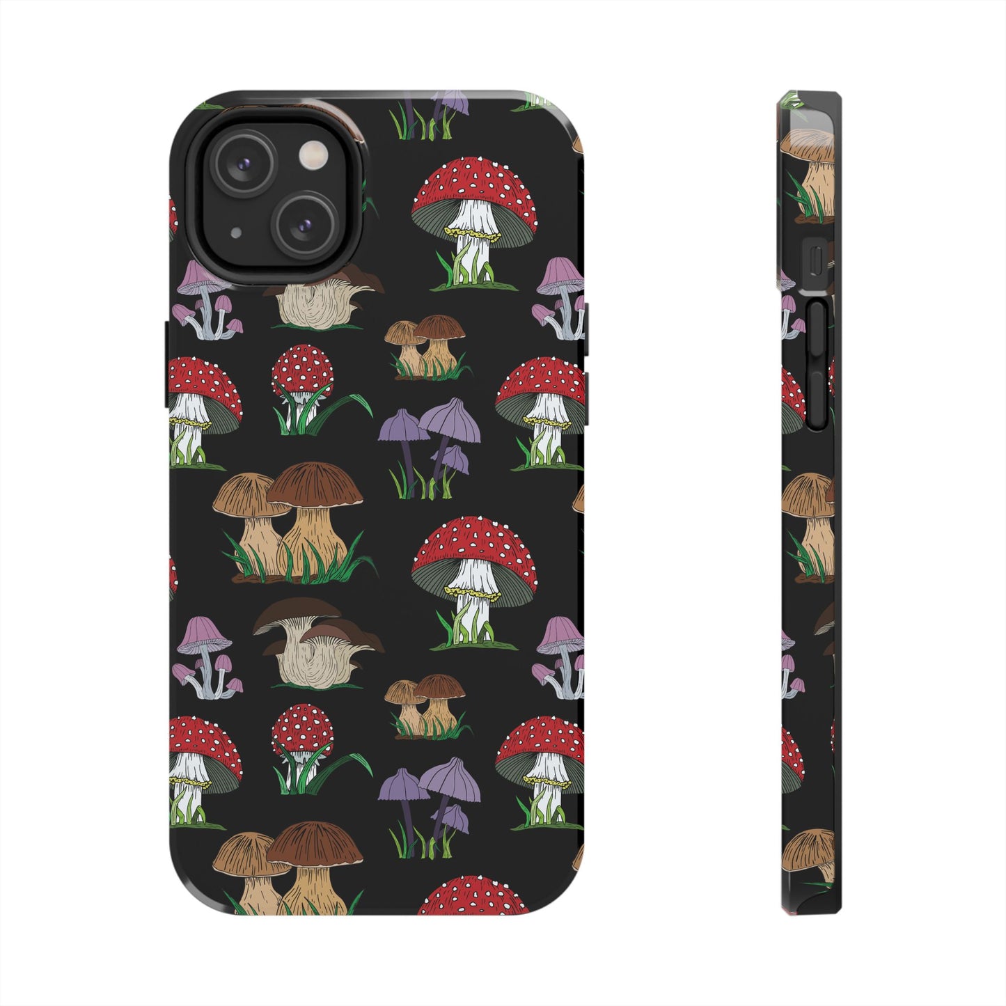 Mushroom Pattern on Black Tough iPhone Cases