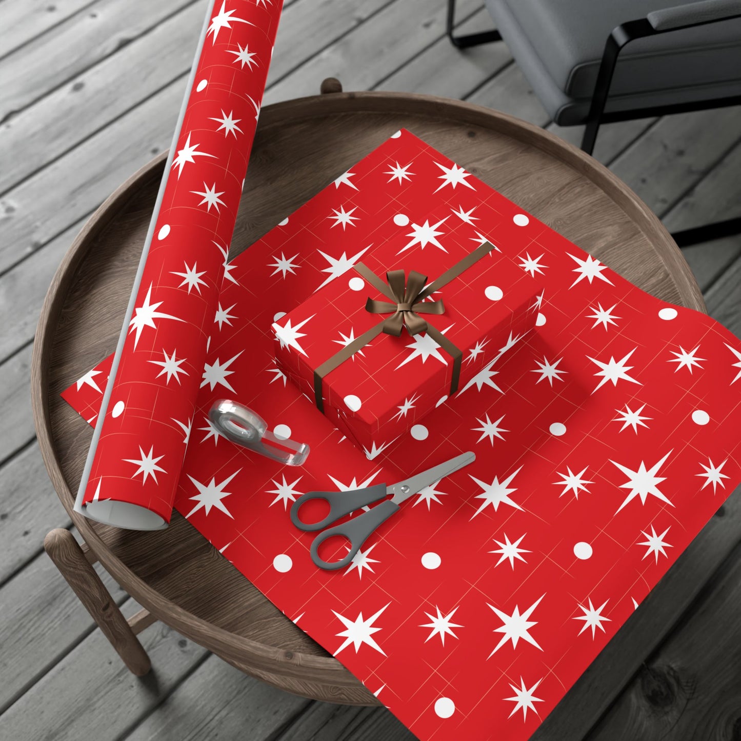 Christmas Star Red Gift Wrap Paper