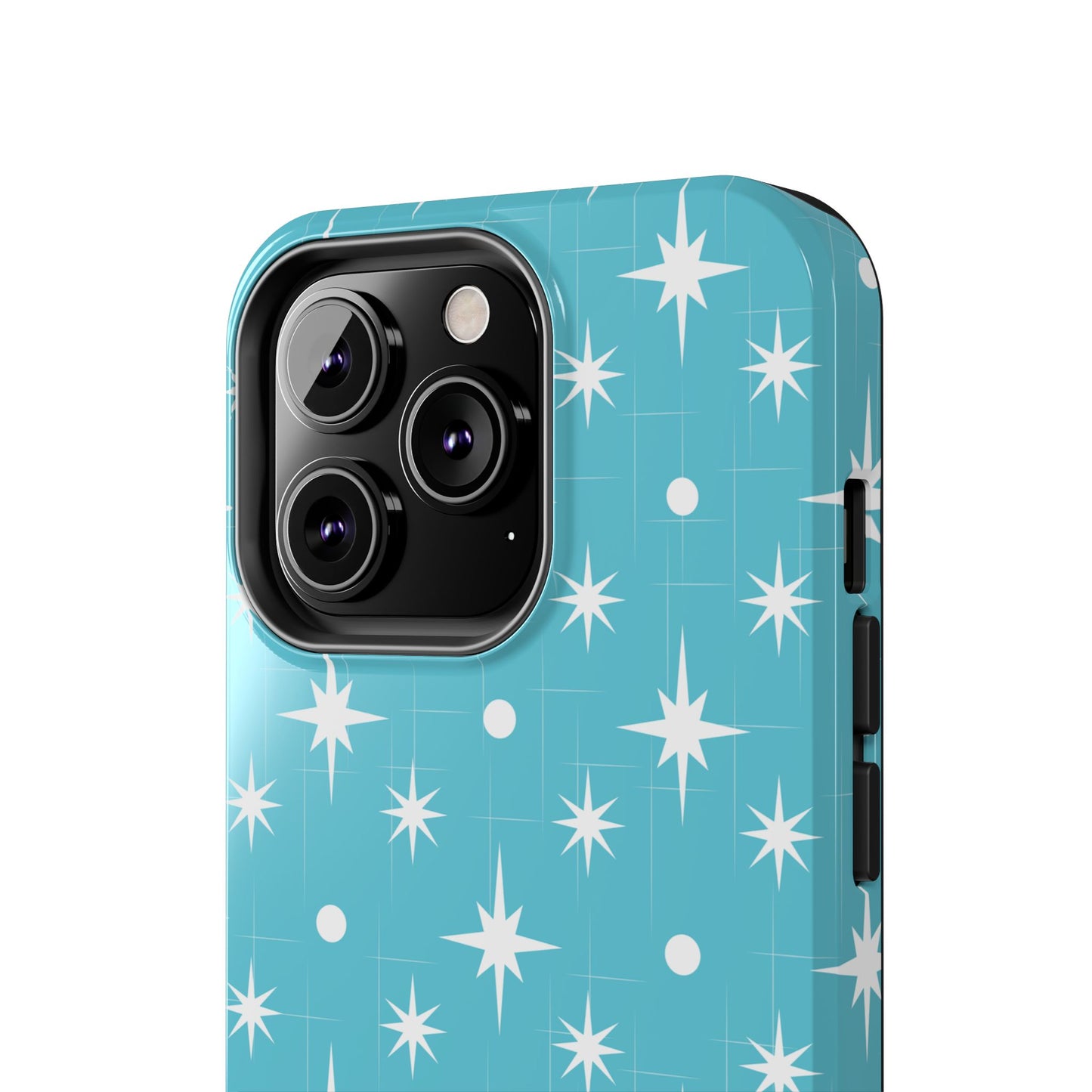 1950s Retro Star Pattern on Blue Tough iPhone Cases