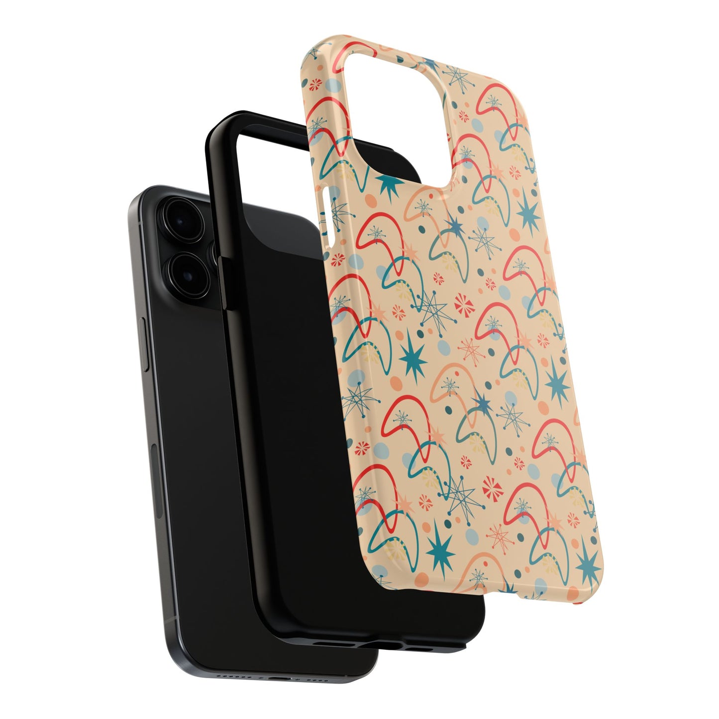 1950s Atomic Age Retro Pattern in Beige Tough iPhone Case