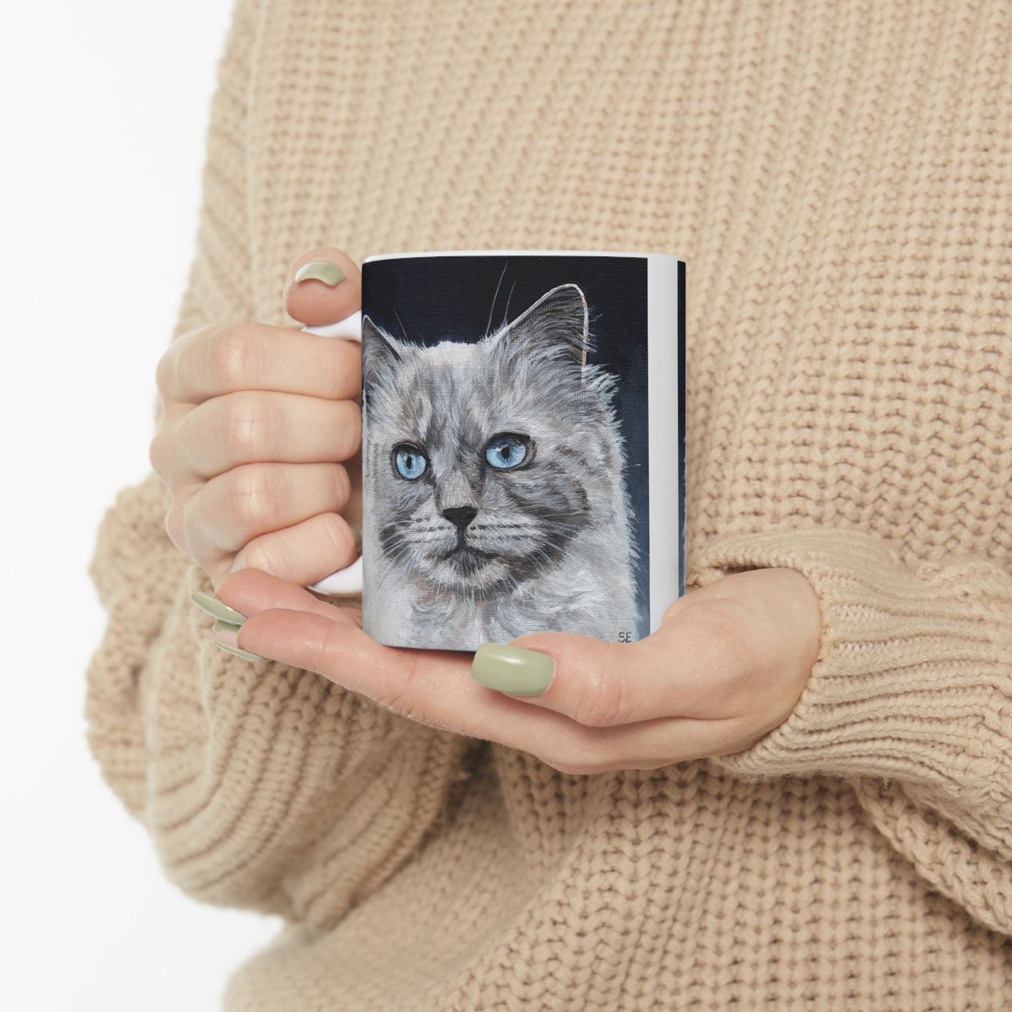 Ragdoll Cat Ceramic Mug — Blue-Eyed Cat Portrait Coffee Cup (11oz & 15oz)