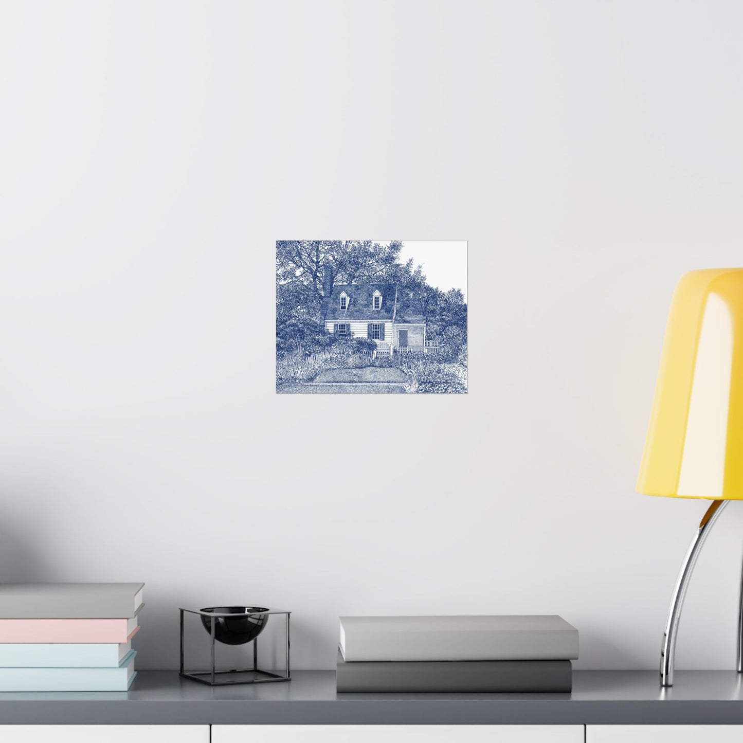 Colonial Williamsburg's Taliaferro Cole House Garden in Blue Matte Poster — Horizontal Wall Art