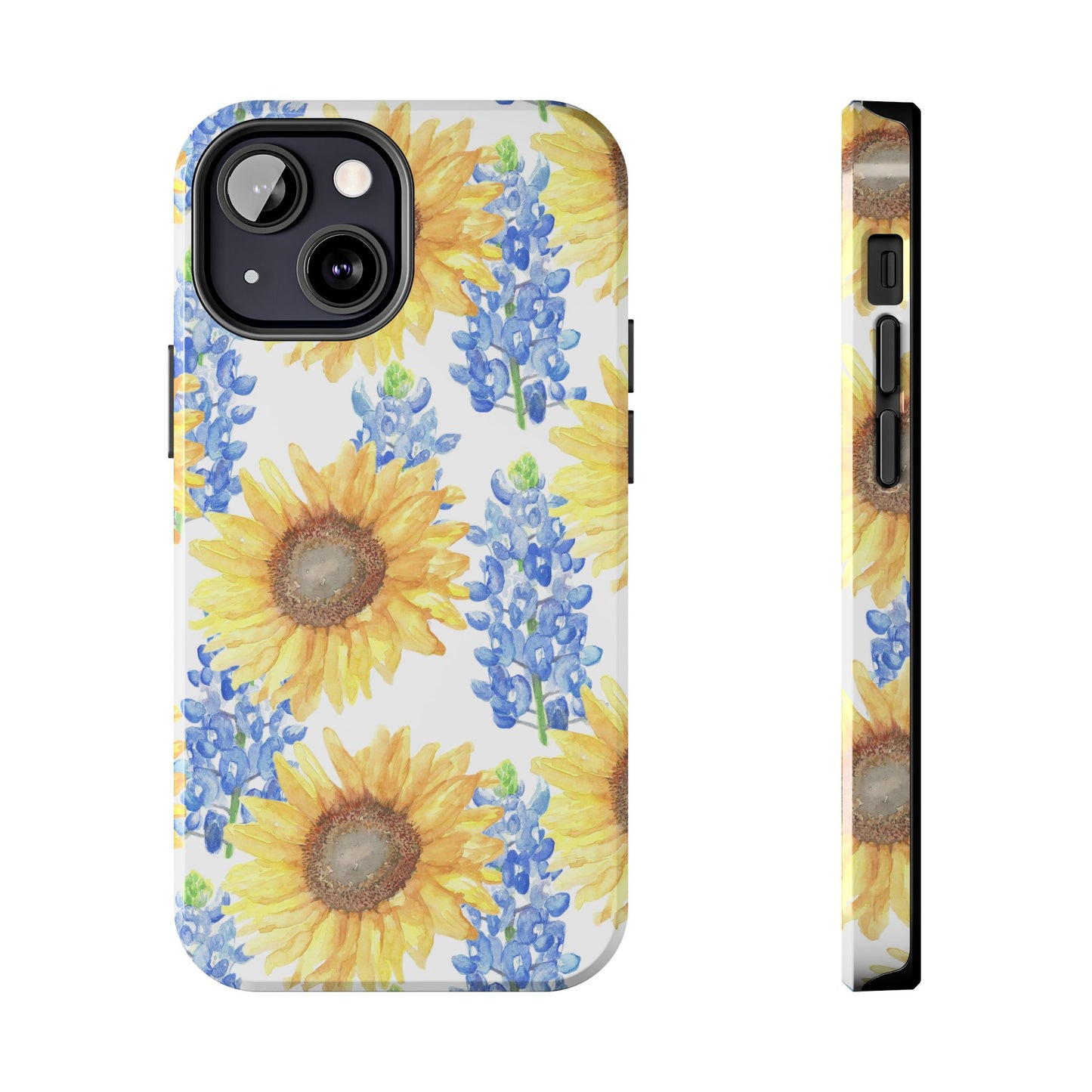 Sunflower and Bluebonnet Pattern Tough iPhone Cases