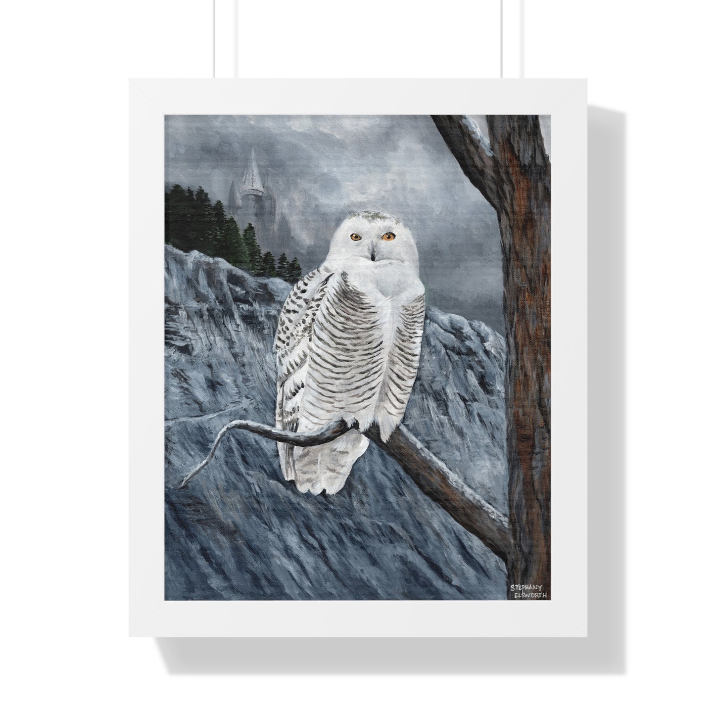 Snowy Owl Framed Poster — Wildlife Art Print for Nature Lovers