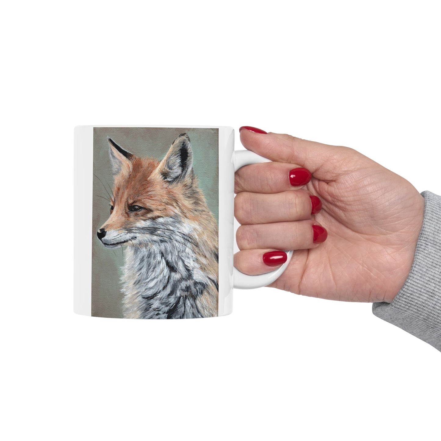 Fox Portrait Ceramic Mug — Rustic Wildlife Coffee Cup (11oz & 15oz)