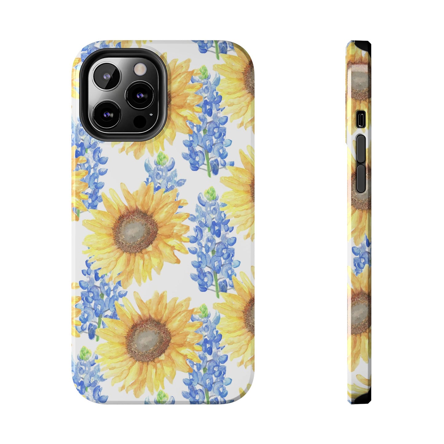 Sunflower and Bluebonnet Pattern Tough iPhone Cases