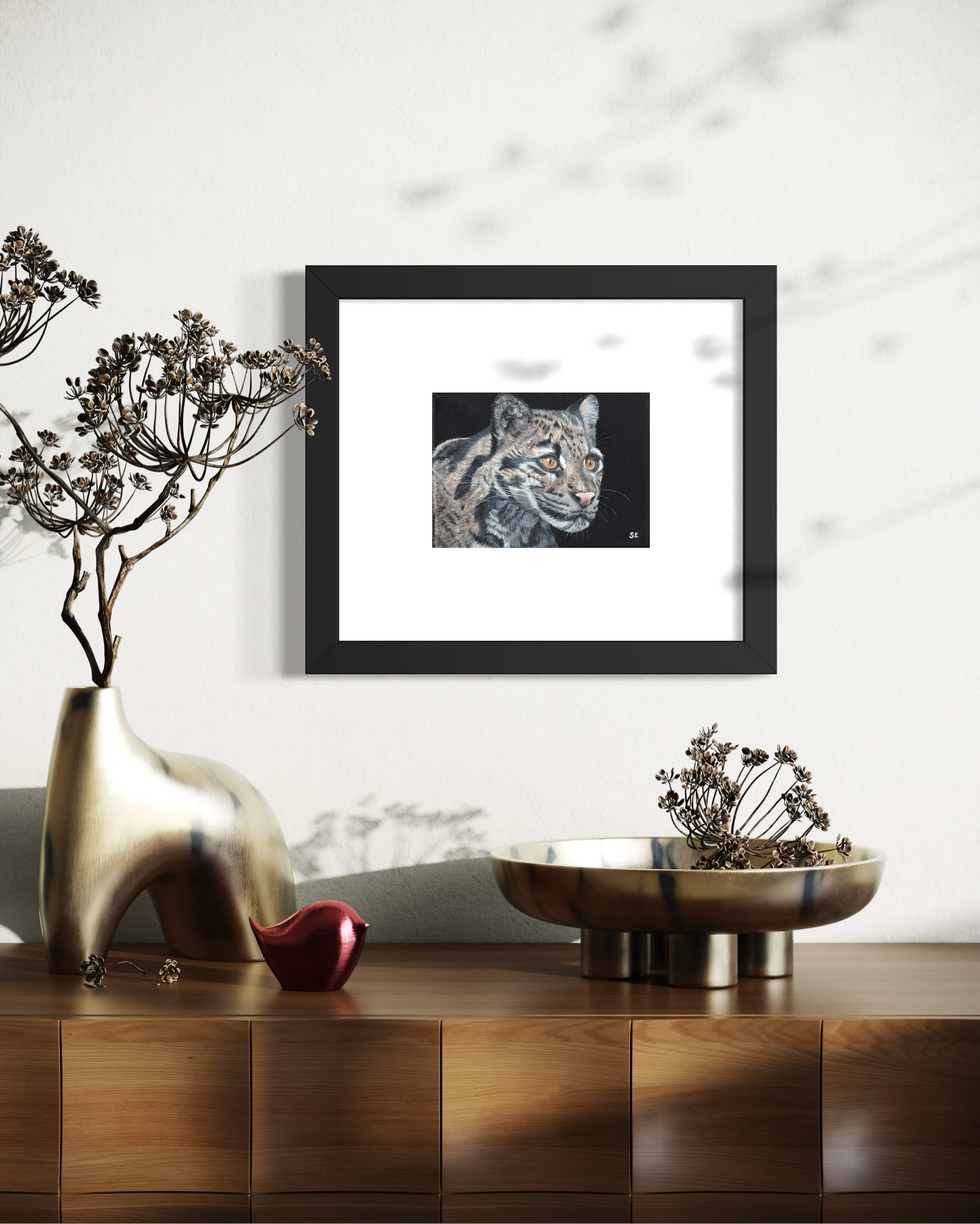 7 x 5 inch Clouded Leopard Original Acrylic Painting