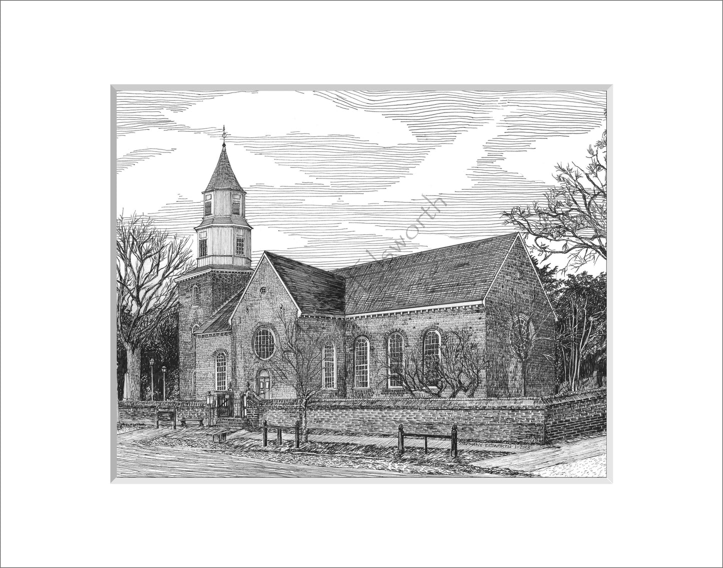 Bruton Parish Church, Williamsburg, VA 8 x 10 Premium Giclee Print in Optional 11 x 14 mat