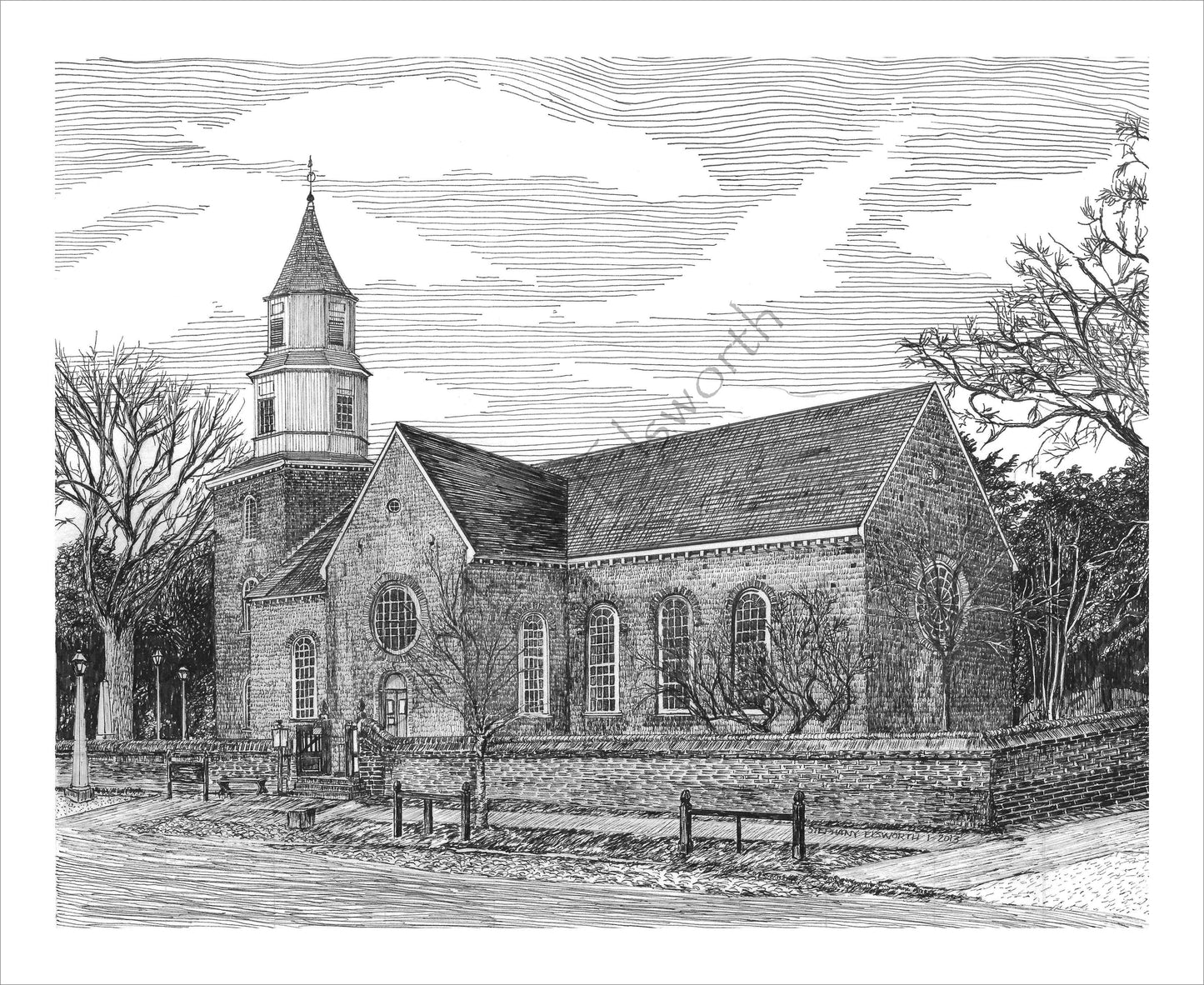 Bruton Parish Church, Williamsburg, VA 8 x 10 Premium Giclee Print in Optional 11 x 14 mat