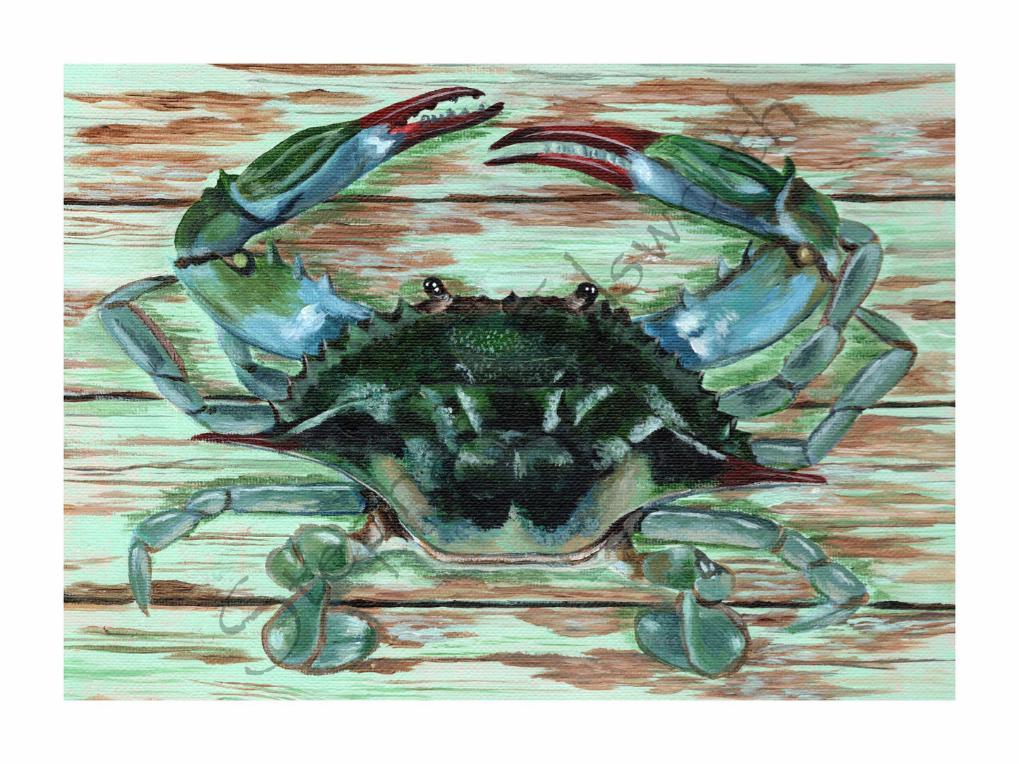 Blue Crab on Planks Giclee Print