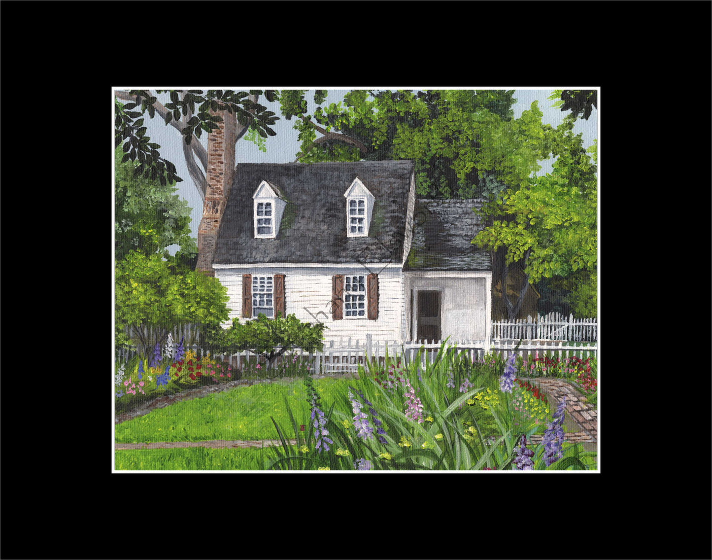 Colonial Williamsburg's Taliaferro Cole House Garden 8 x 10 Archival Matte Giclee Fine Art Print of Original Acrylic Painting