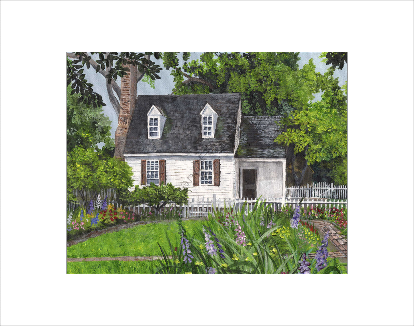 Colonial Williamsburg's Taliaferro Cole House Garden 8 x 10 Archival Matte Giclee Fine Art Print of Original Acrylic Painting