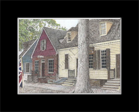 Colonial Williamsburg's Millinery and James Craig Jewelers, Williamsburg, VA 8 x 6 print in 10 x 8 black mat