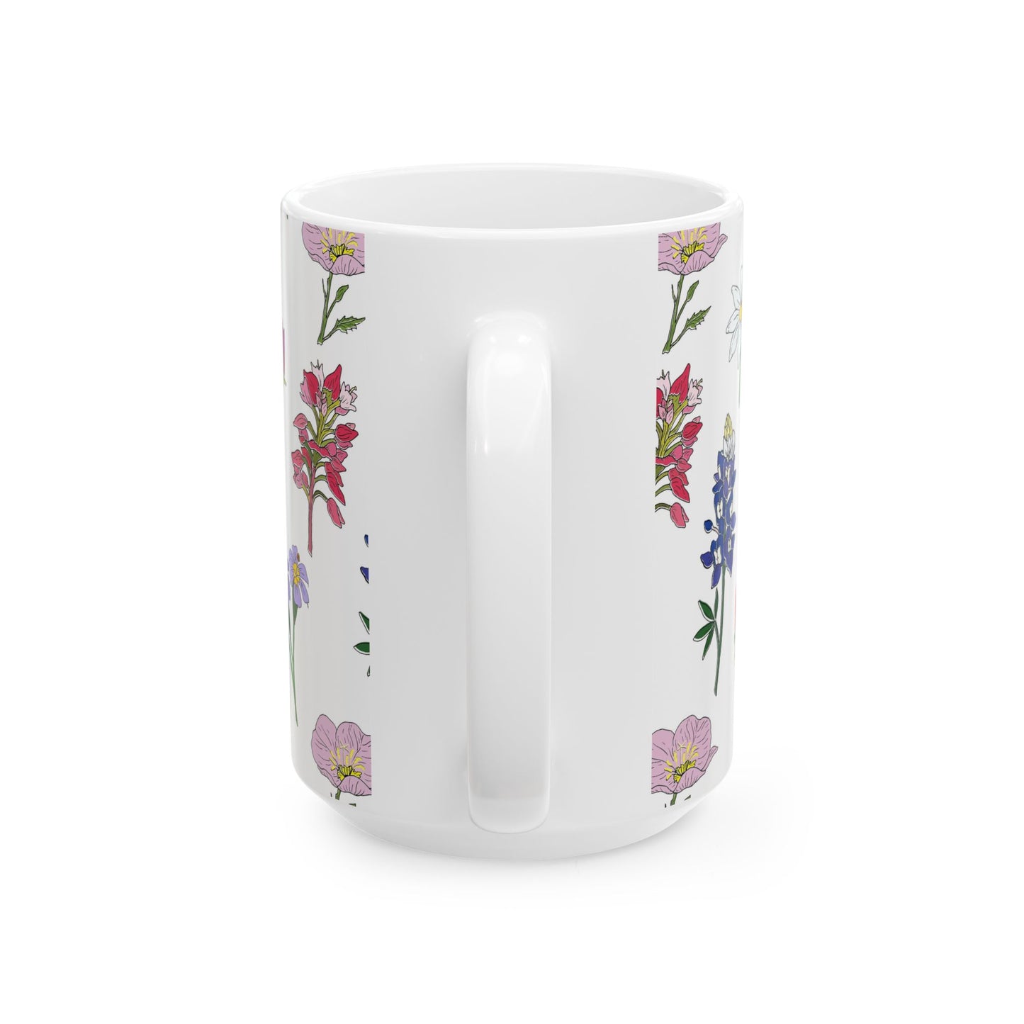Personalized Texas Wildflower Mug - Floral Ceramic Coffee Tea Cup (11oz & 15oz)