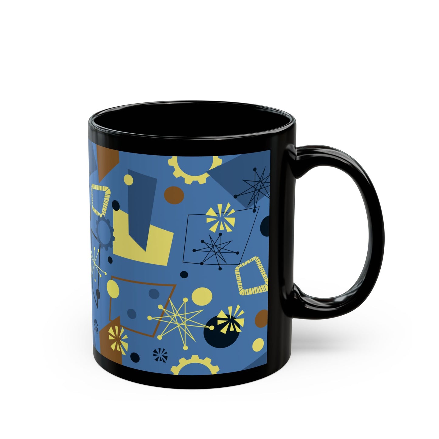 Mid-Century Modern Abstract Pattern Mug — Retro Geometric Coffee Cup (11oz/15oz)