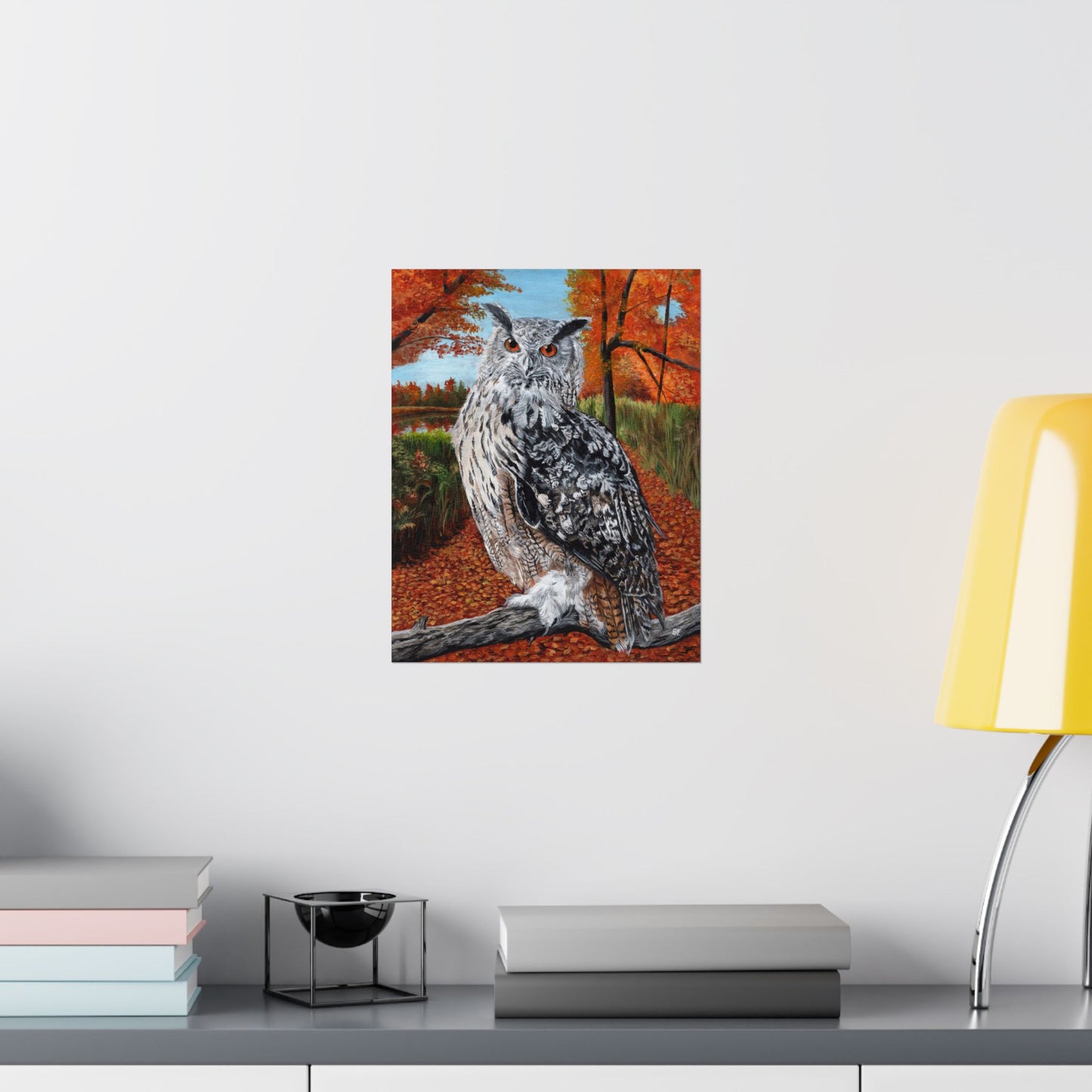 Owl in Autumn Matte Poster — Wildlife Wall Art Print