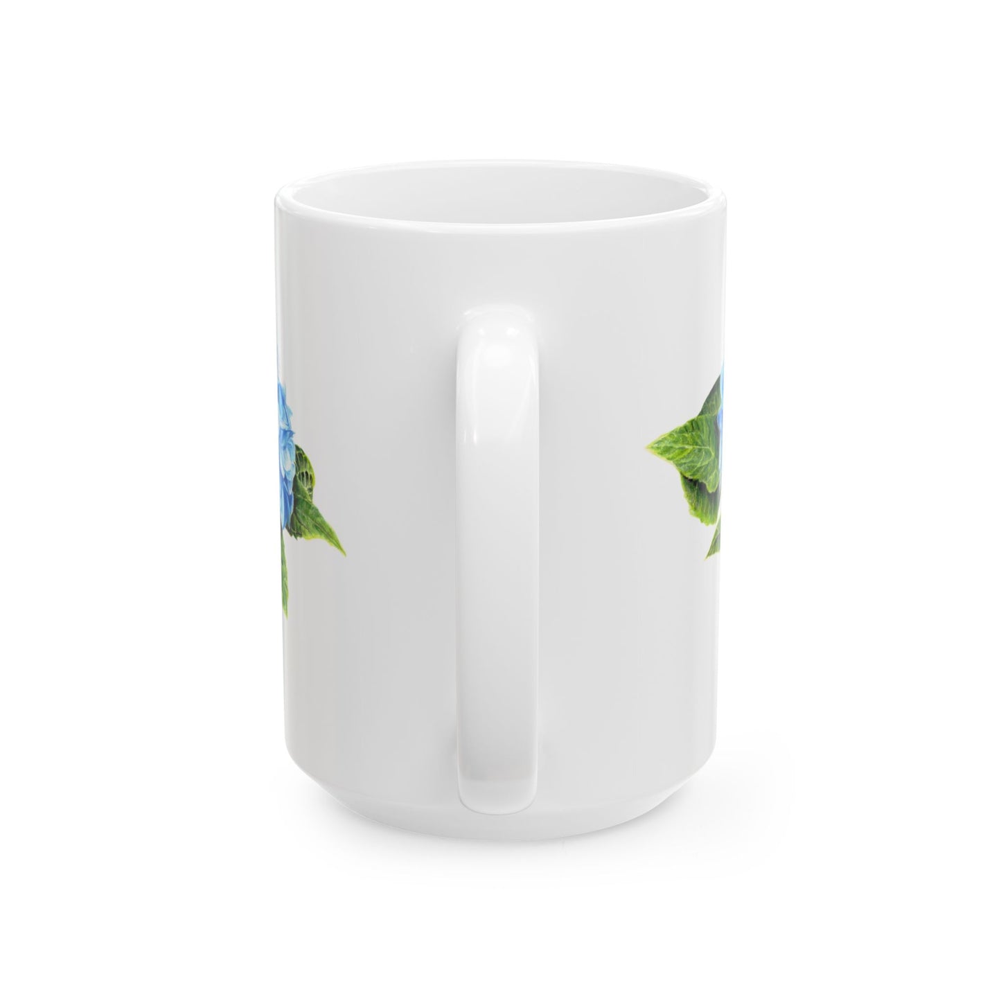Hydrangea Ceramic Mug — Blue Floral Coffee Cup (11oz & 15oz)