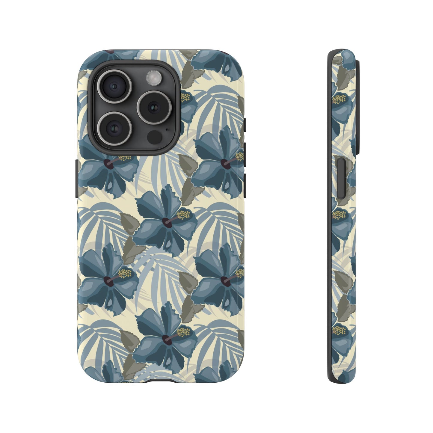 Blue Hibiscus in Earth Tones Tough Phone Cases