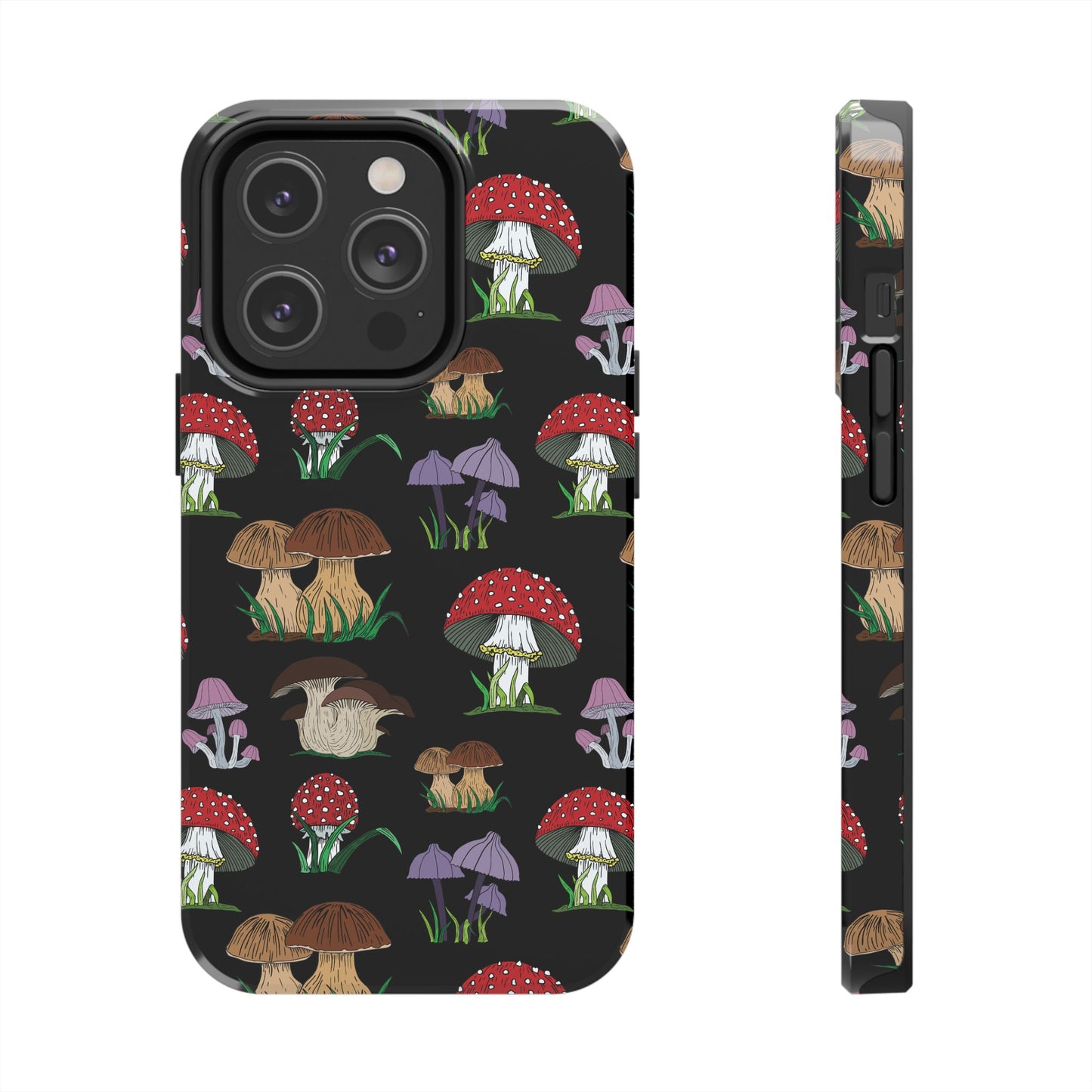 Mushroom Pattern on Black Tough iPhone Cases