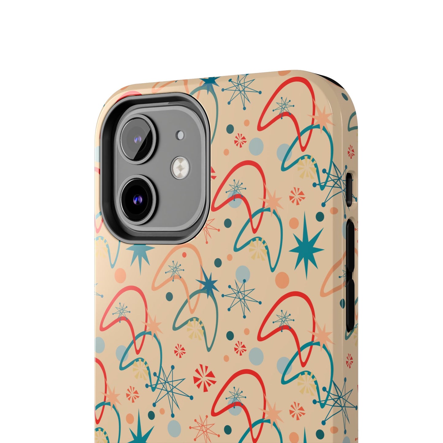 1950s Atomic Age Retro Pattern in Beige Tough iPhone Case