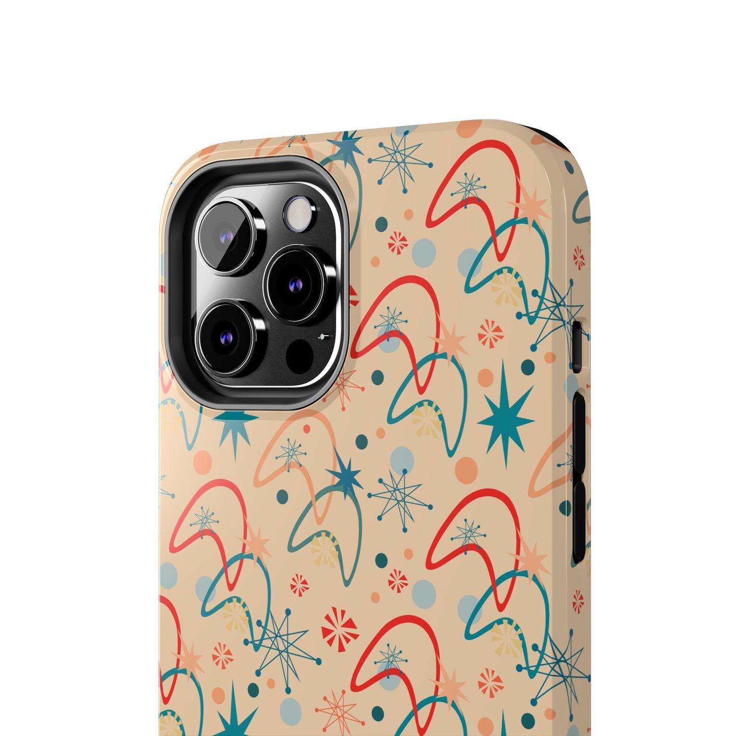 1950s Atomic Age Retro Pattern in Beige Tough iPhone Case