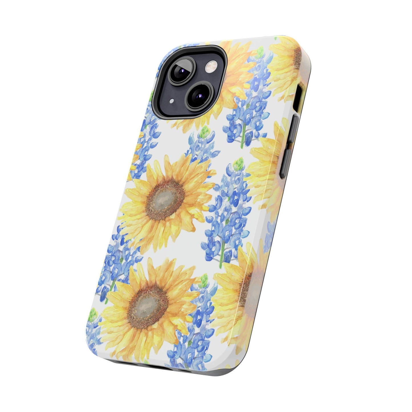 Sunflower and Bluebonnet Pattern Tough iPhone Cases