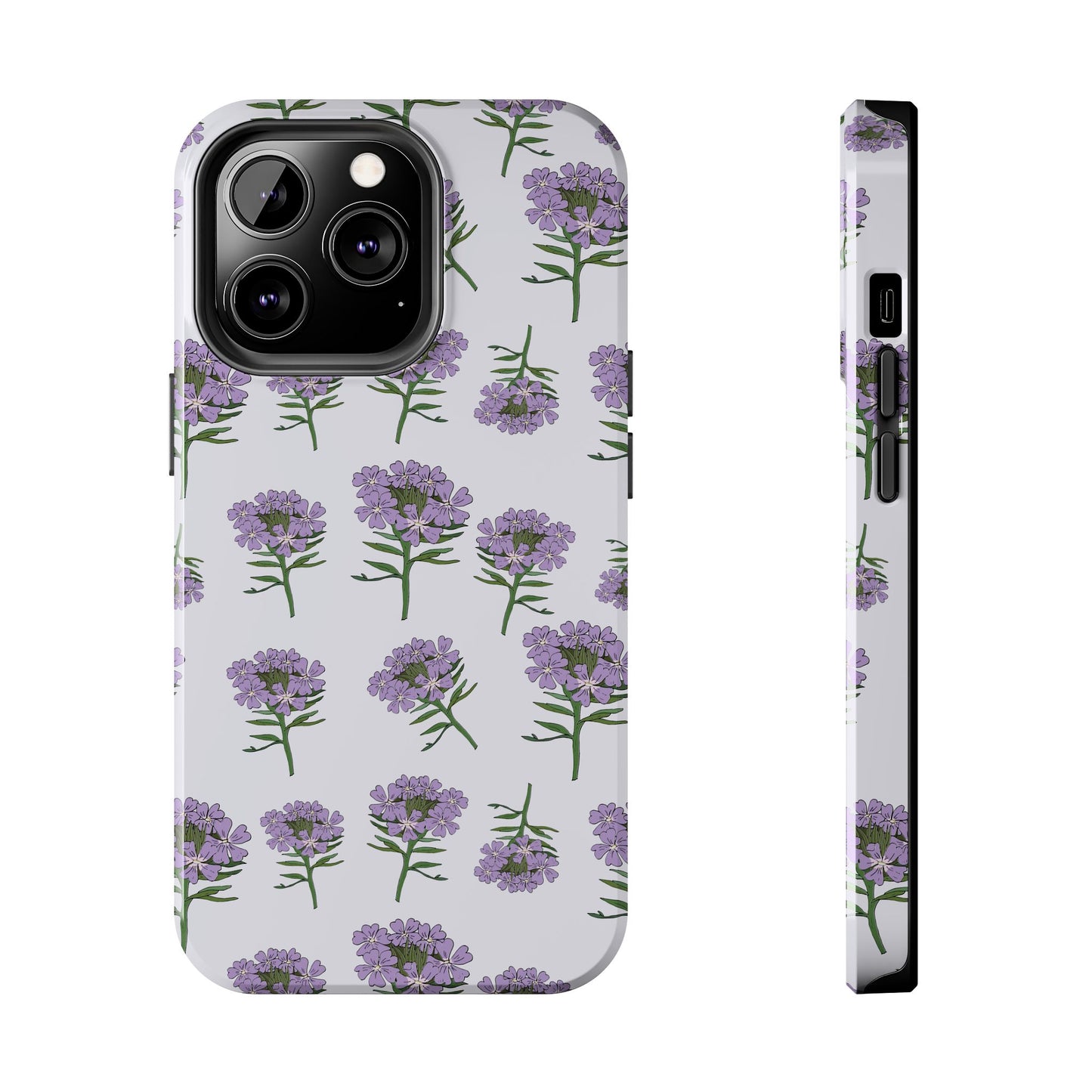 Purple Wildflower Pattern Tough iPhone Cases