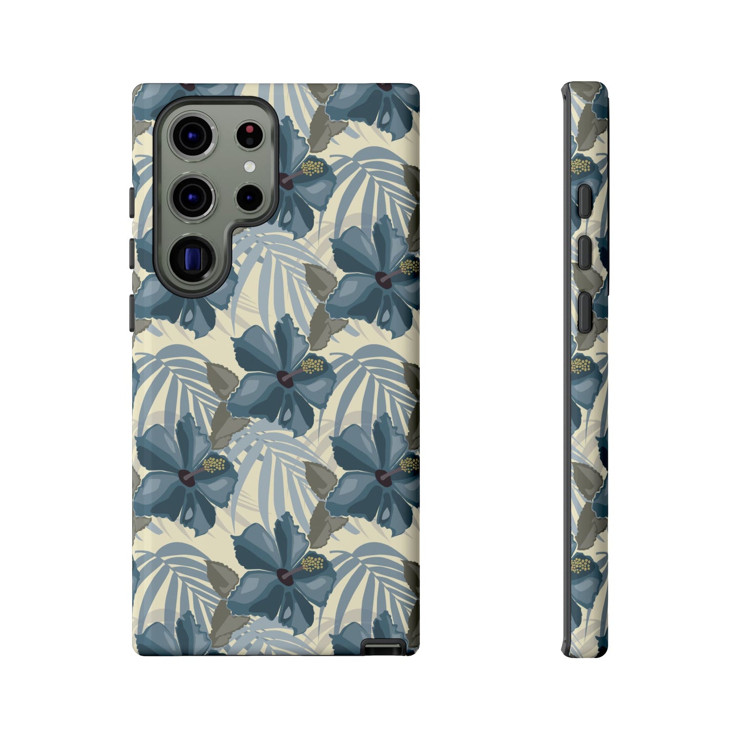 Blue Hibiscus in Earth Tones Tough Phone Cases