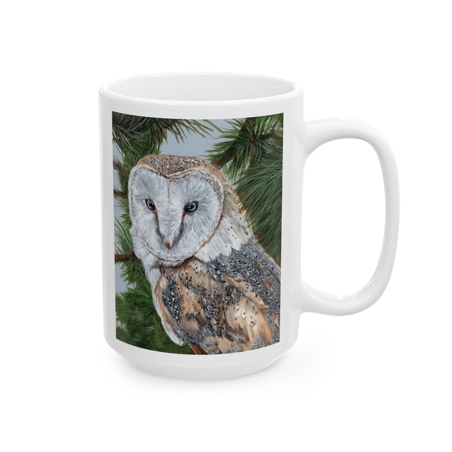Barn Owl Ceramic Mug — Detailed Wildlife Art Coffee Cup (11oz & 15oz)
