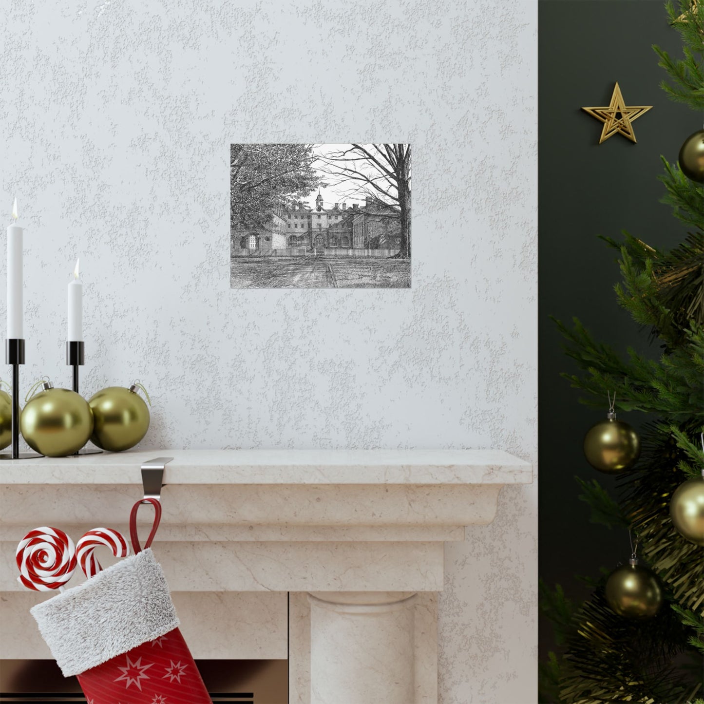 Wren Building, College of William and Mary Matte Poster — Pen and Ink Wall Art