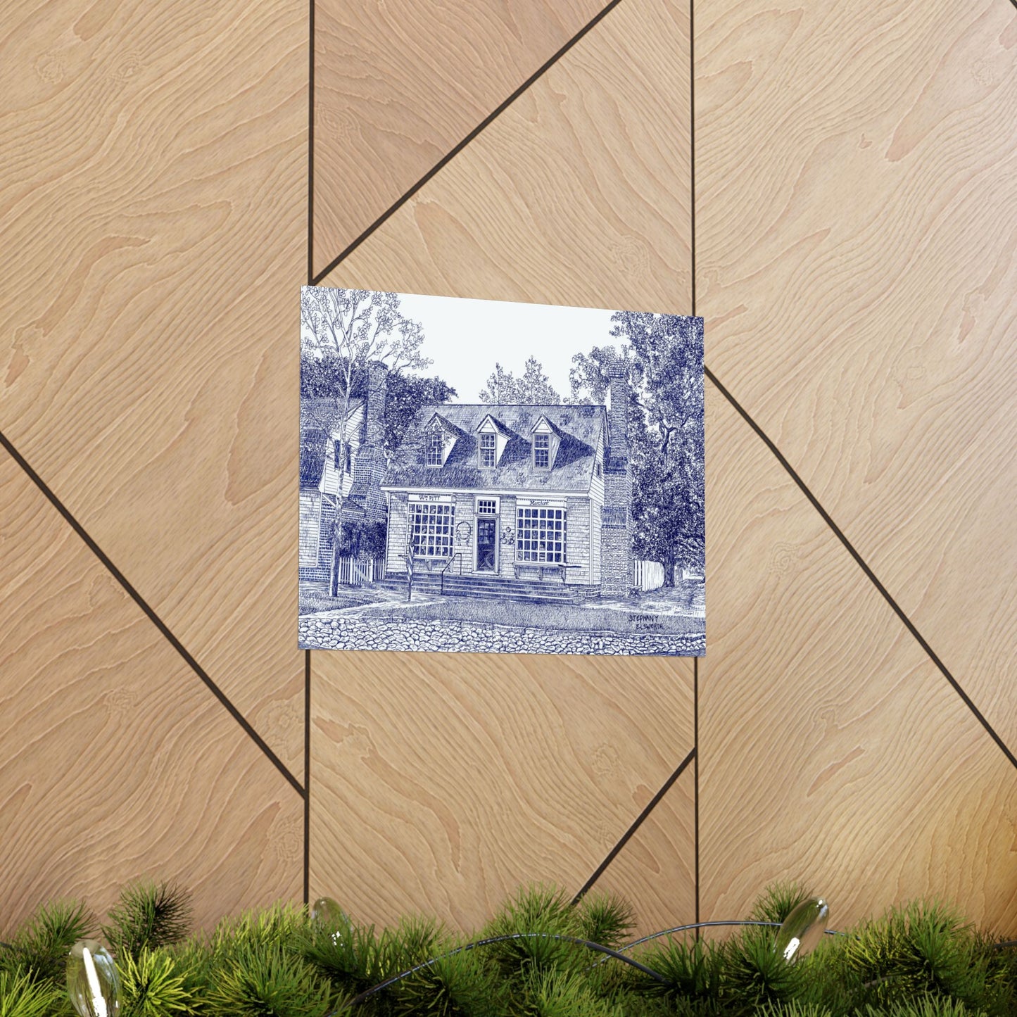 Colonial Williamsurg's William Pitt Shop in Blue Poster — Matte Horizontal Architectural Print