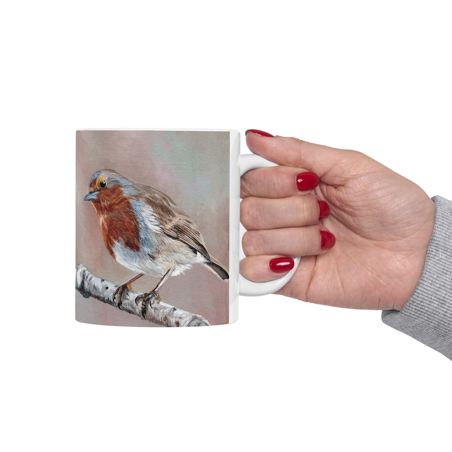 Robin Bird Ceramic Mug — Hand-Painted Style Songbird Coffee Cup (11oz & 15oz)