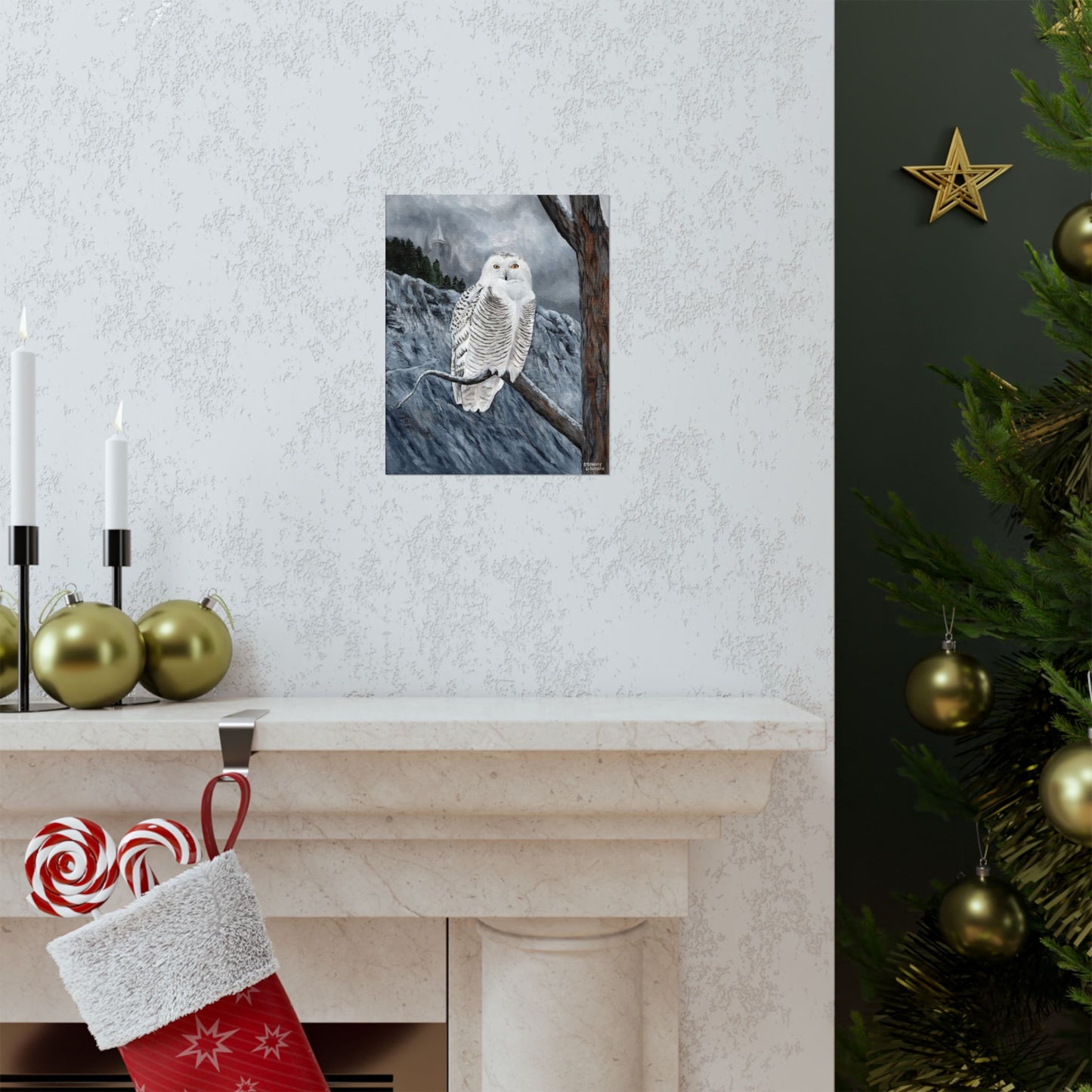 Snowy Owl Art Poster — Matte Vertical Wildlife Print