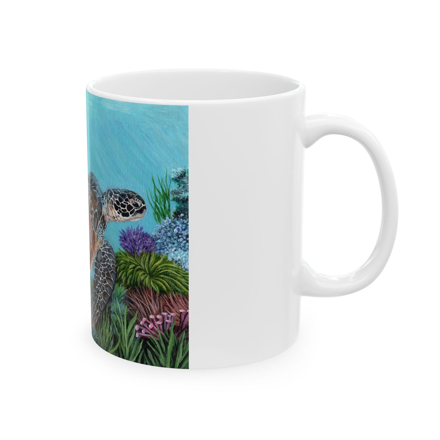 Sea Turtle Ceramic Mug — Ocean Reef Artwork Coffee Cup (11oz, 15oz)
