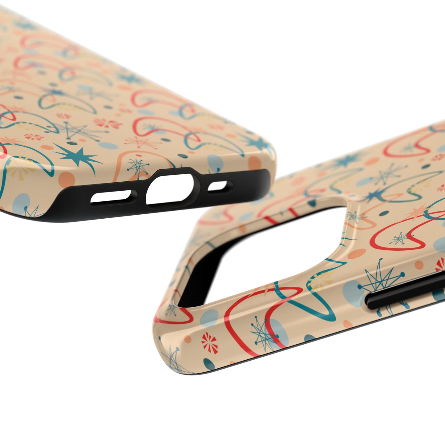 1950s Atomic Age Retro Pattern in Beige Tough iPhone Case