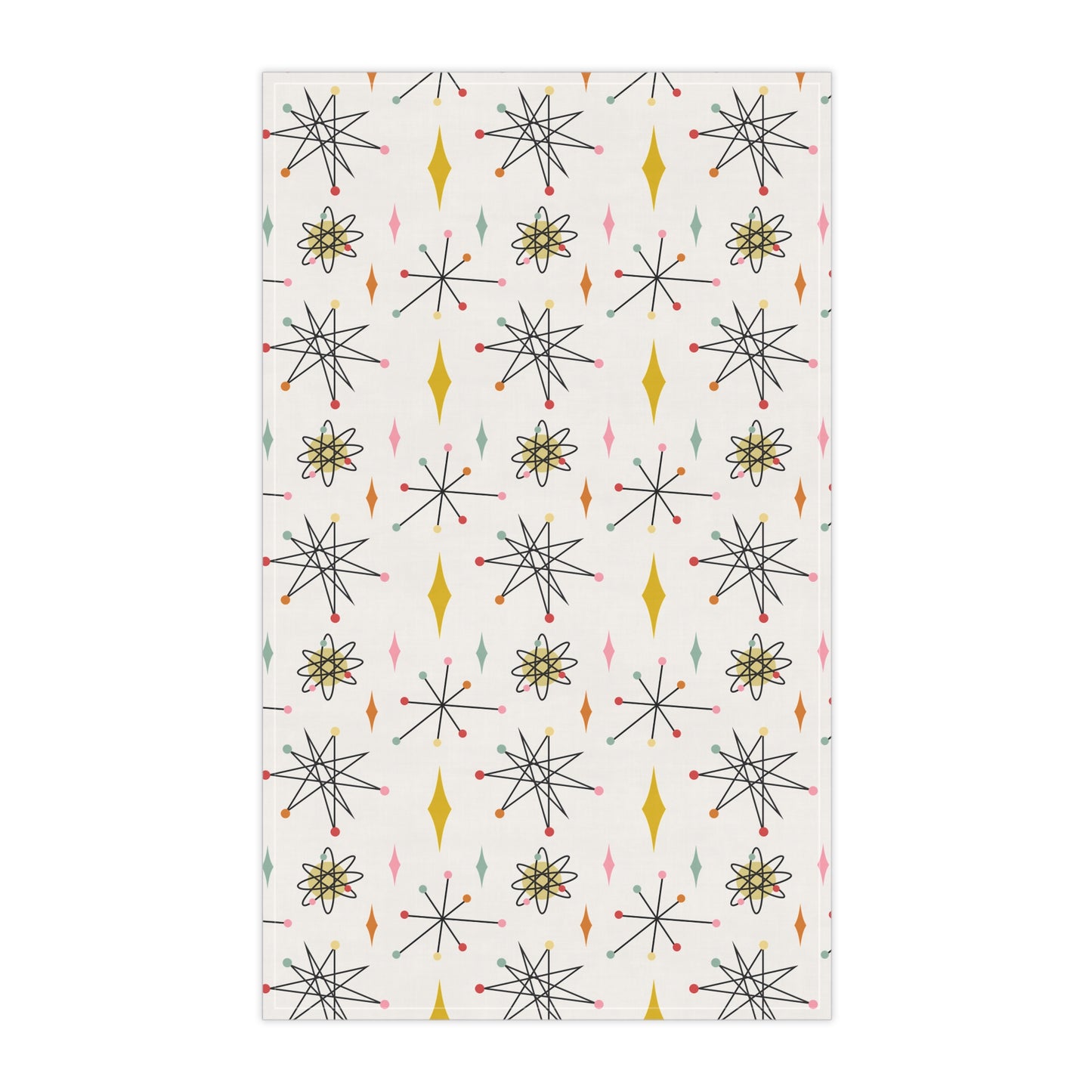 Mid-Century Starburst Tea Towel — Retro Atomic Kitchen Linen