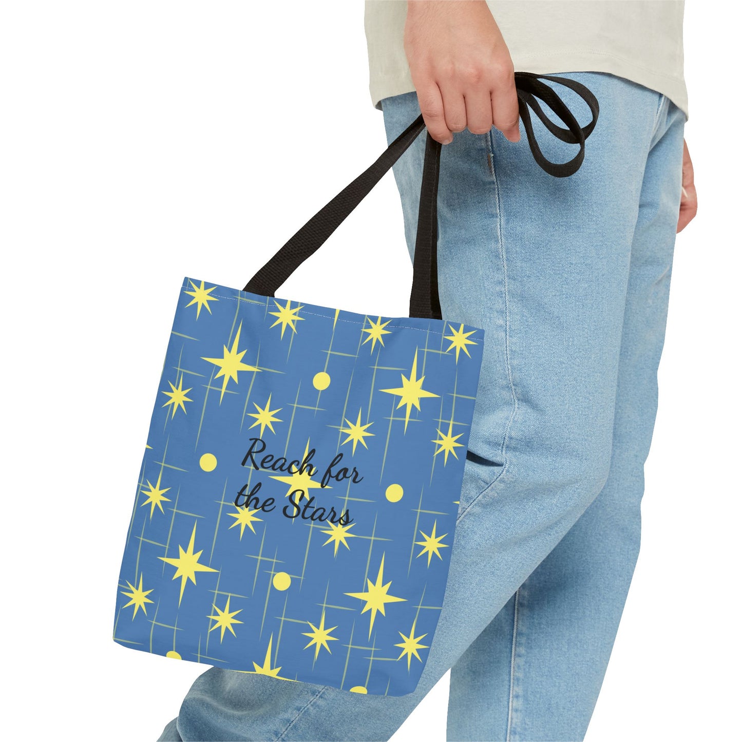 Reach for the Stars Tote Bag — Inspirational Star Pattern All-Over Print