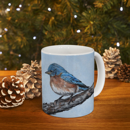 Bluebird Ceramic Mug — Hand-Painted Songbird Coffee Cup (11oz, 15oz)