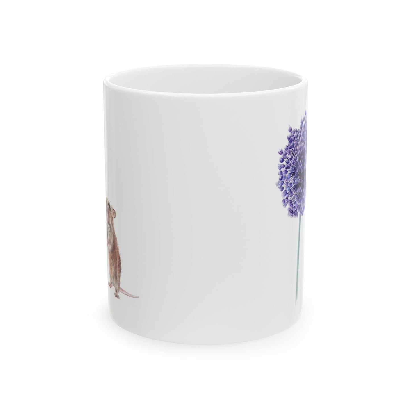 Yorktown Onion (Allium) and Mouse Ceramic Mug — Cute Floral Coffee Cup (11oz, 15oz)