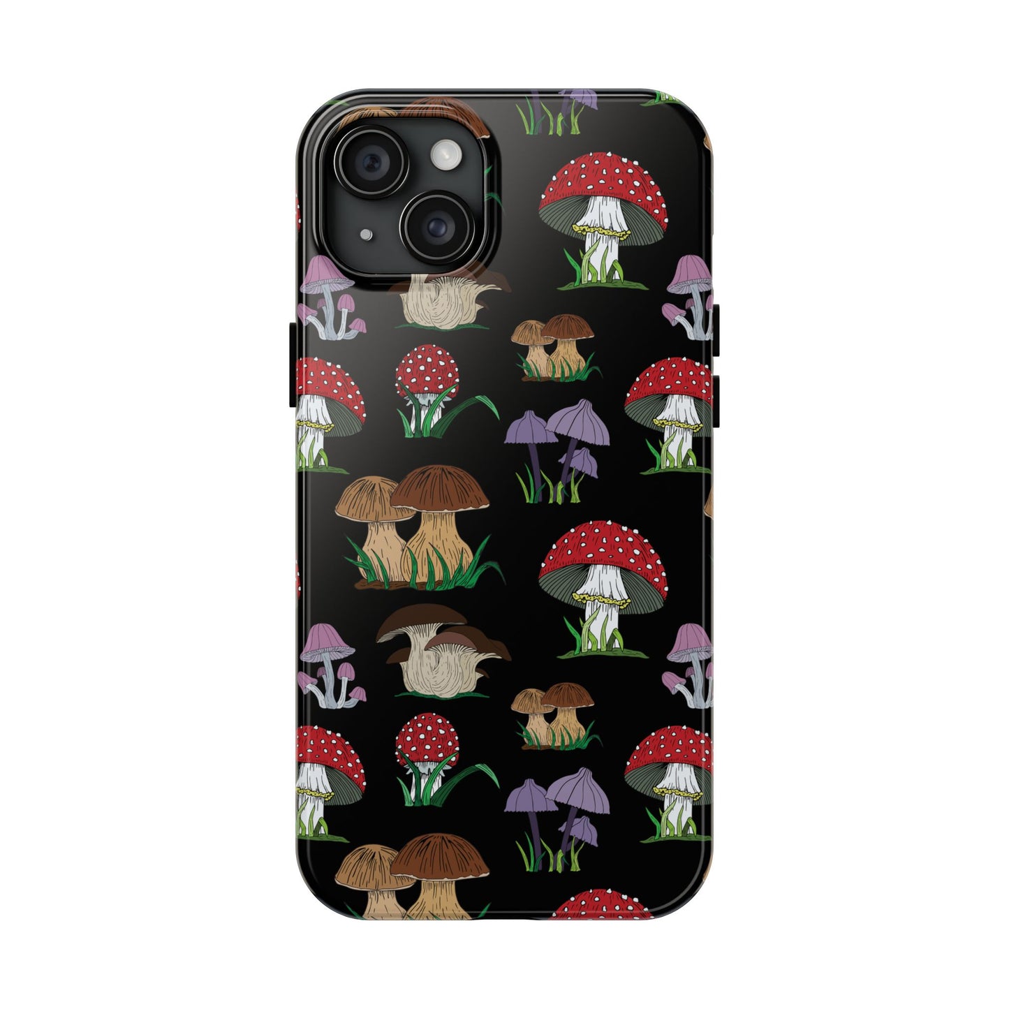 Mushroom Pattern on Black Tough iPhone Cases