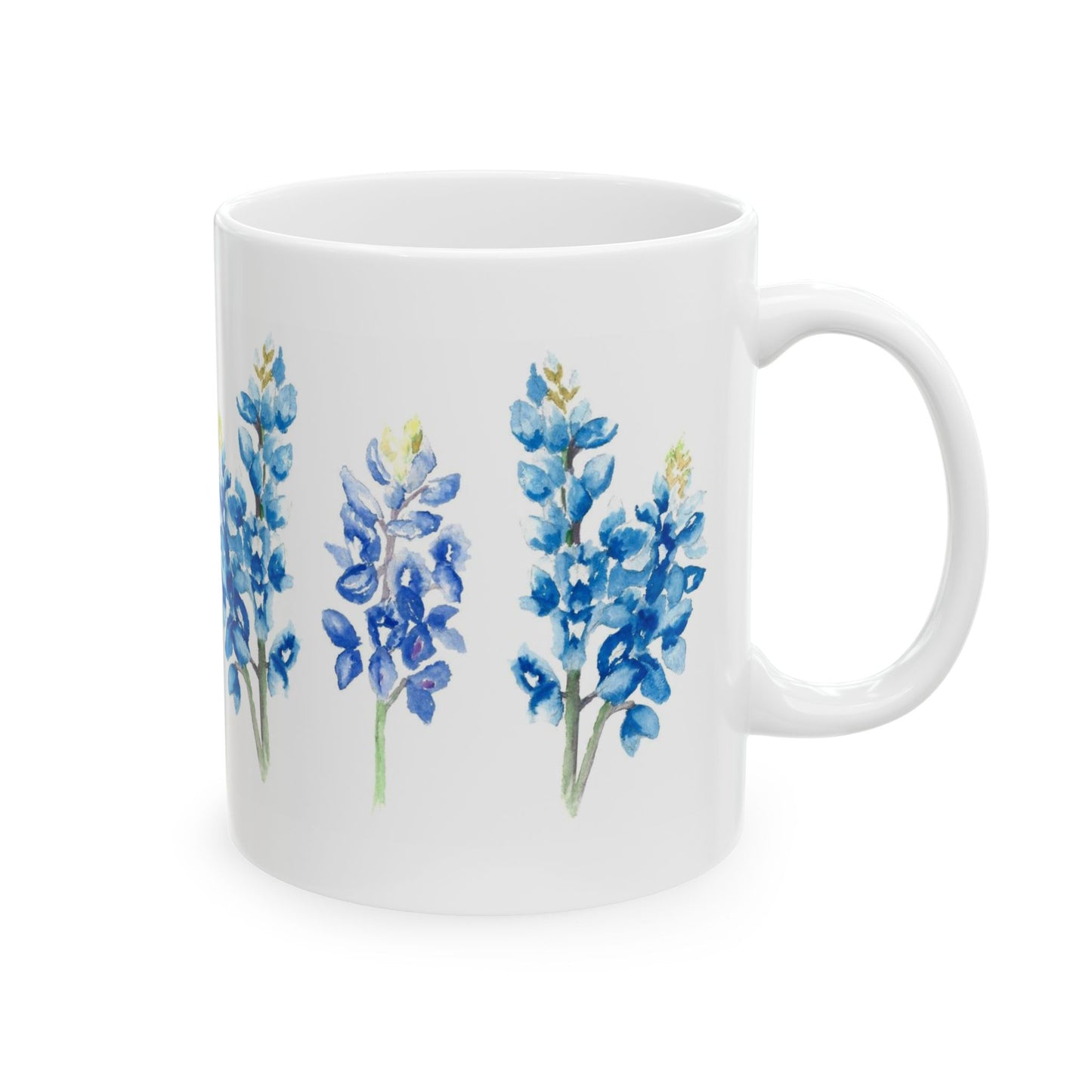 Bluebonnet Floral Ceramic Mug — Watercolor Texas Wildflower Coffee Cup (11oz & 15oz)