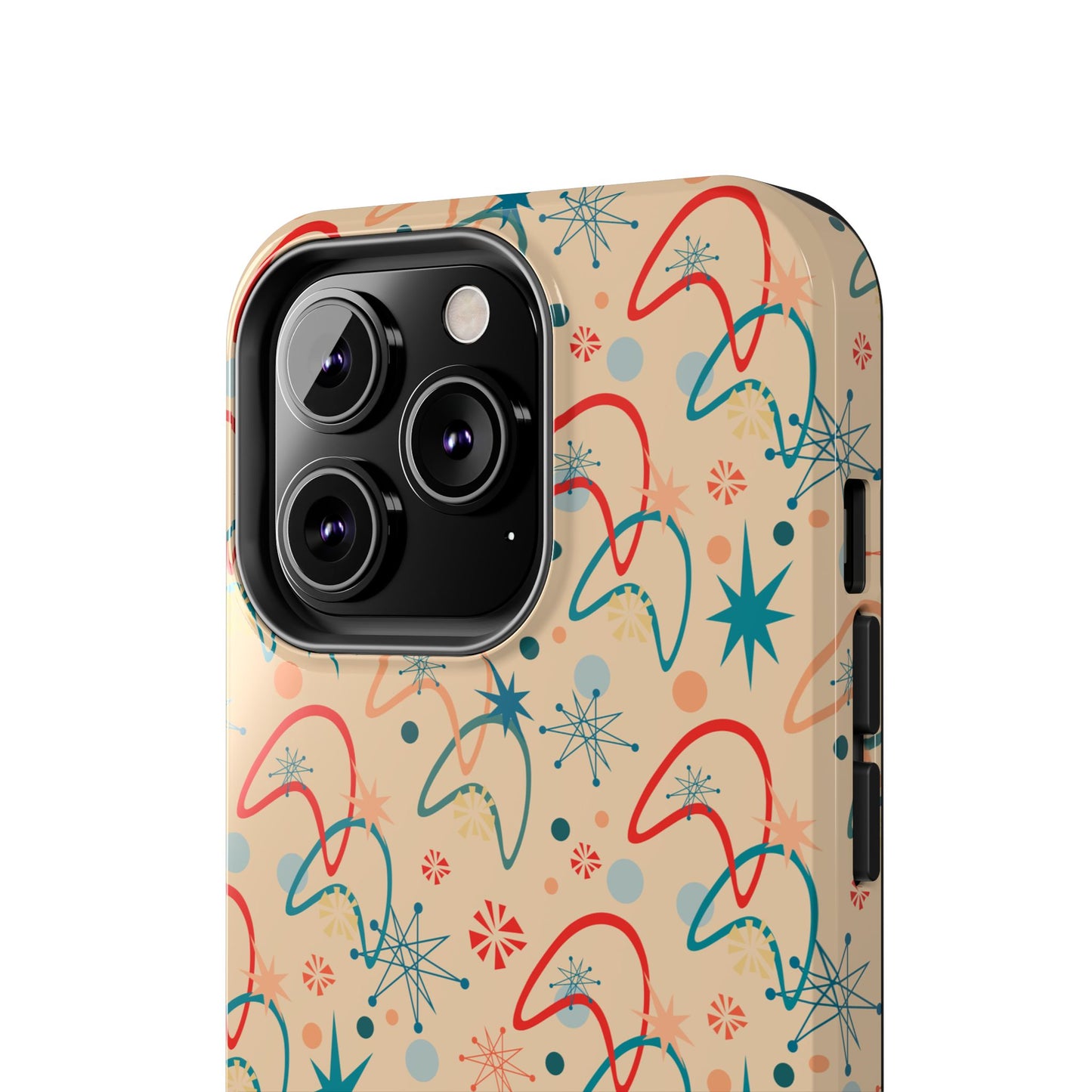 1950s Atomic Age Retro Pattern in Beige Tough iPhone Case