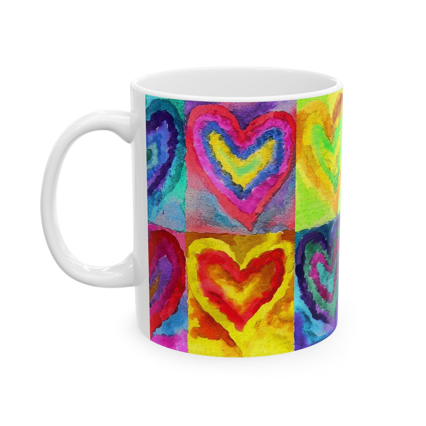 Colorful Hearts Ceramic Mug 11oz