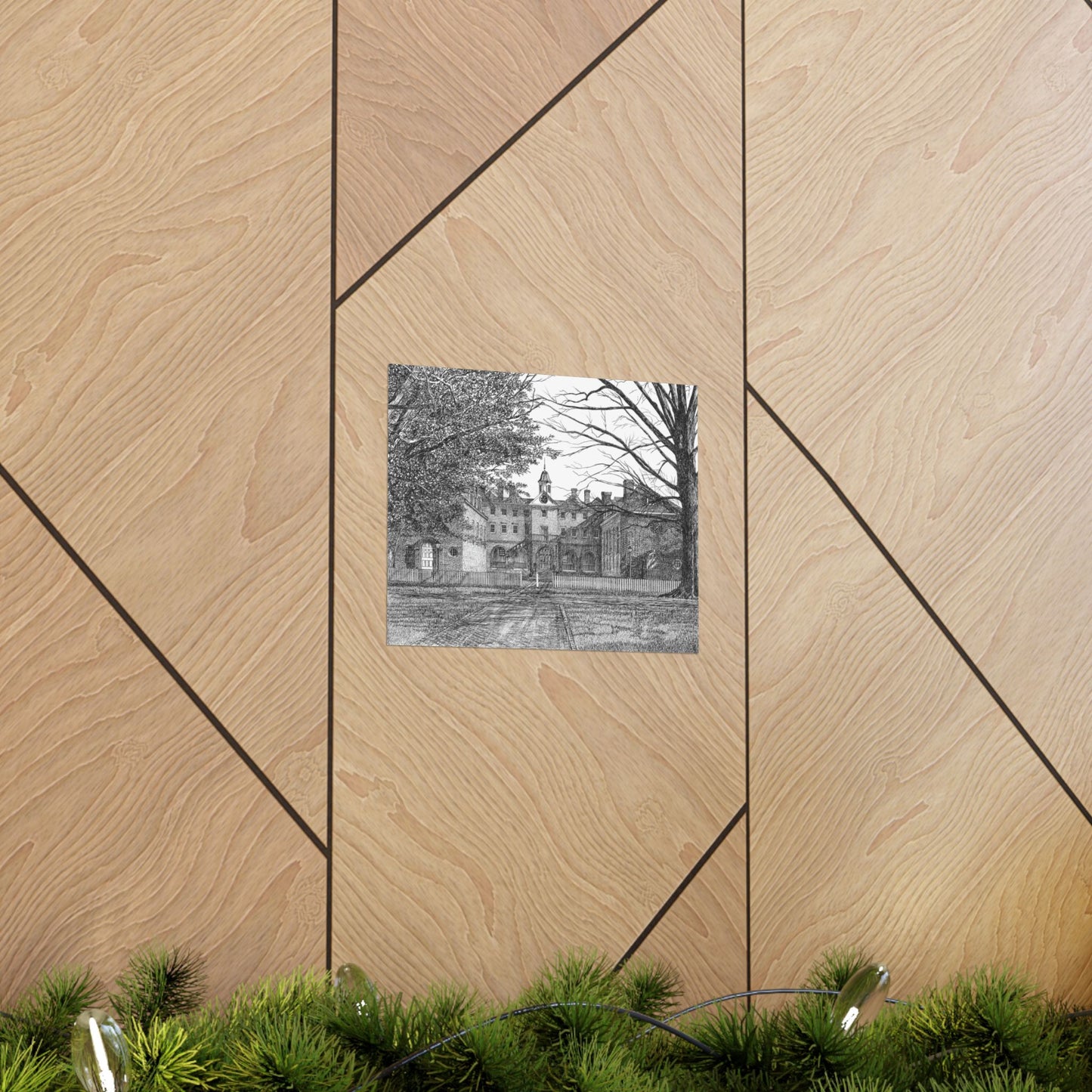 Wren Building, College of William and Mary Matte Poster — Pen and Ink Wall Art