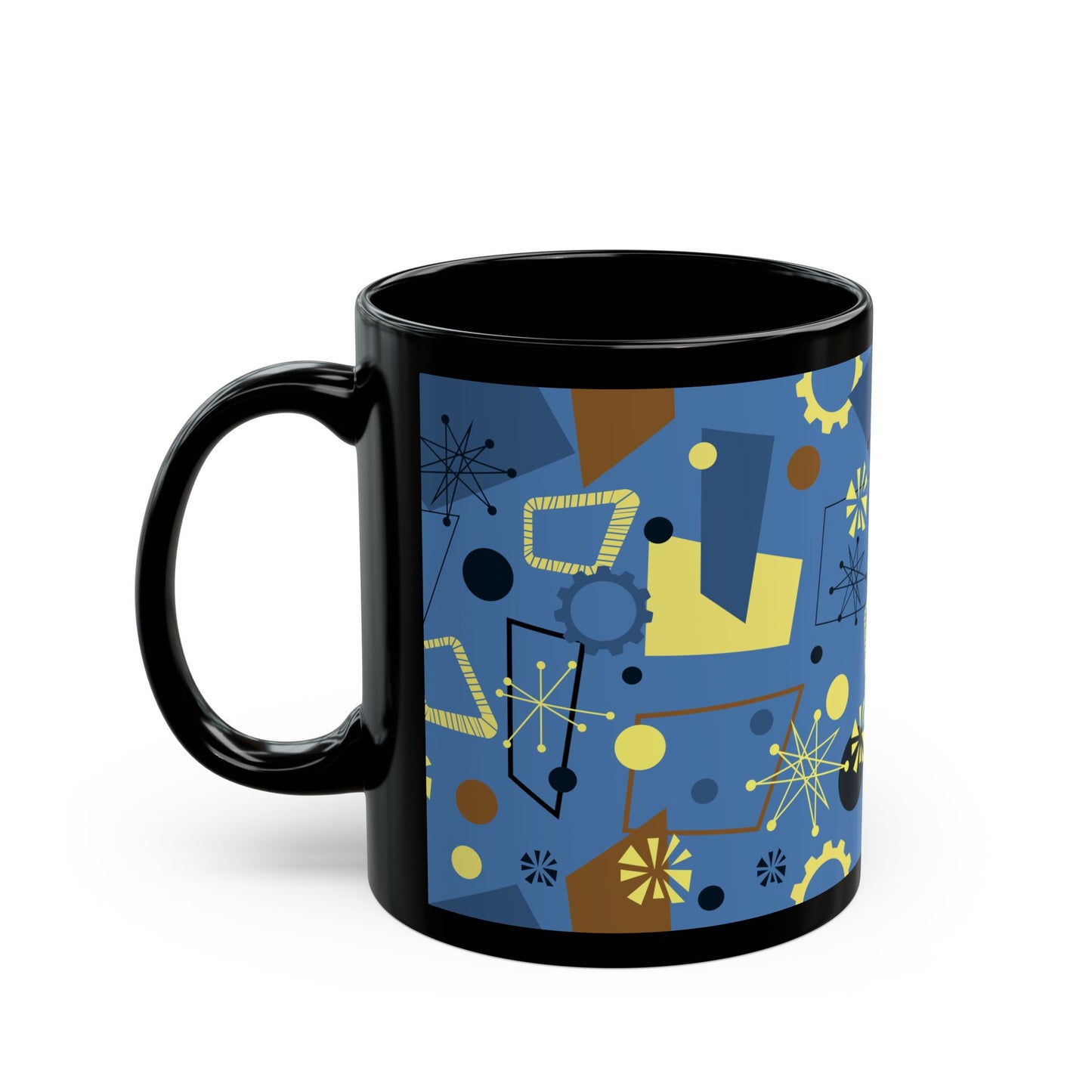 Mid-Century Modern Abstract Pattern Mug — Retro Geometric Coffee Cup (11oz/15oz)