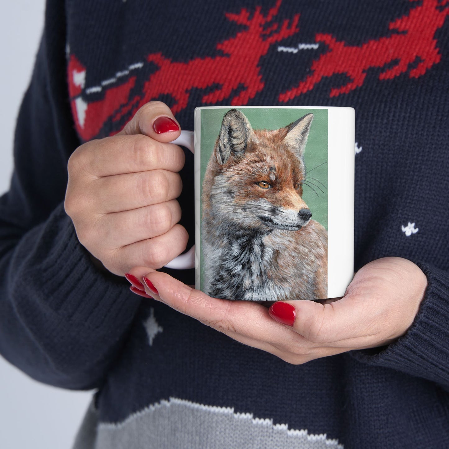 Fox Portrait Ceramic Mug — Woodland Animal Coffee Cup (11oz & 15oz)
