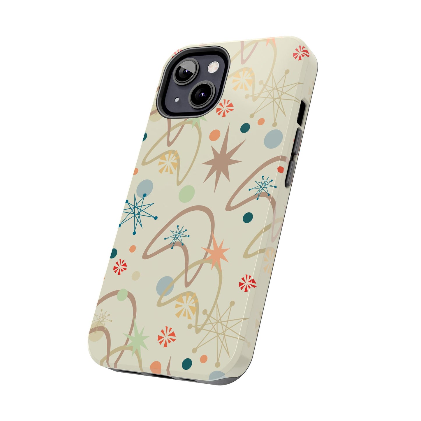 1950s Atomic Age Retro Pattern in Tan Tough iPhone Cases