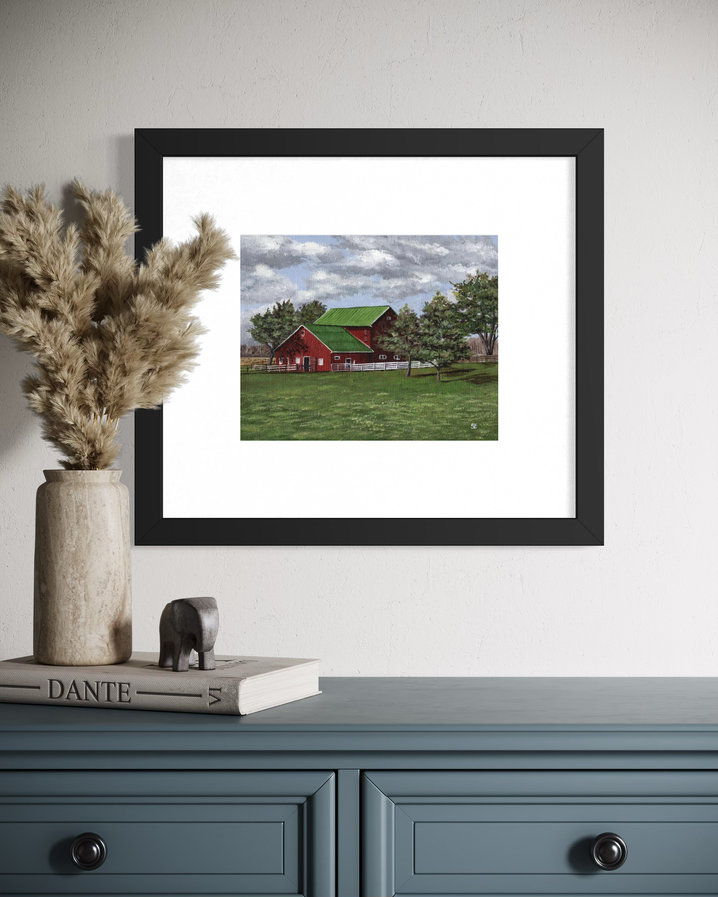 8 x 10 inch Little Red Barn Original Acrylic Painting