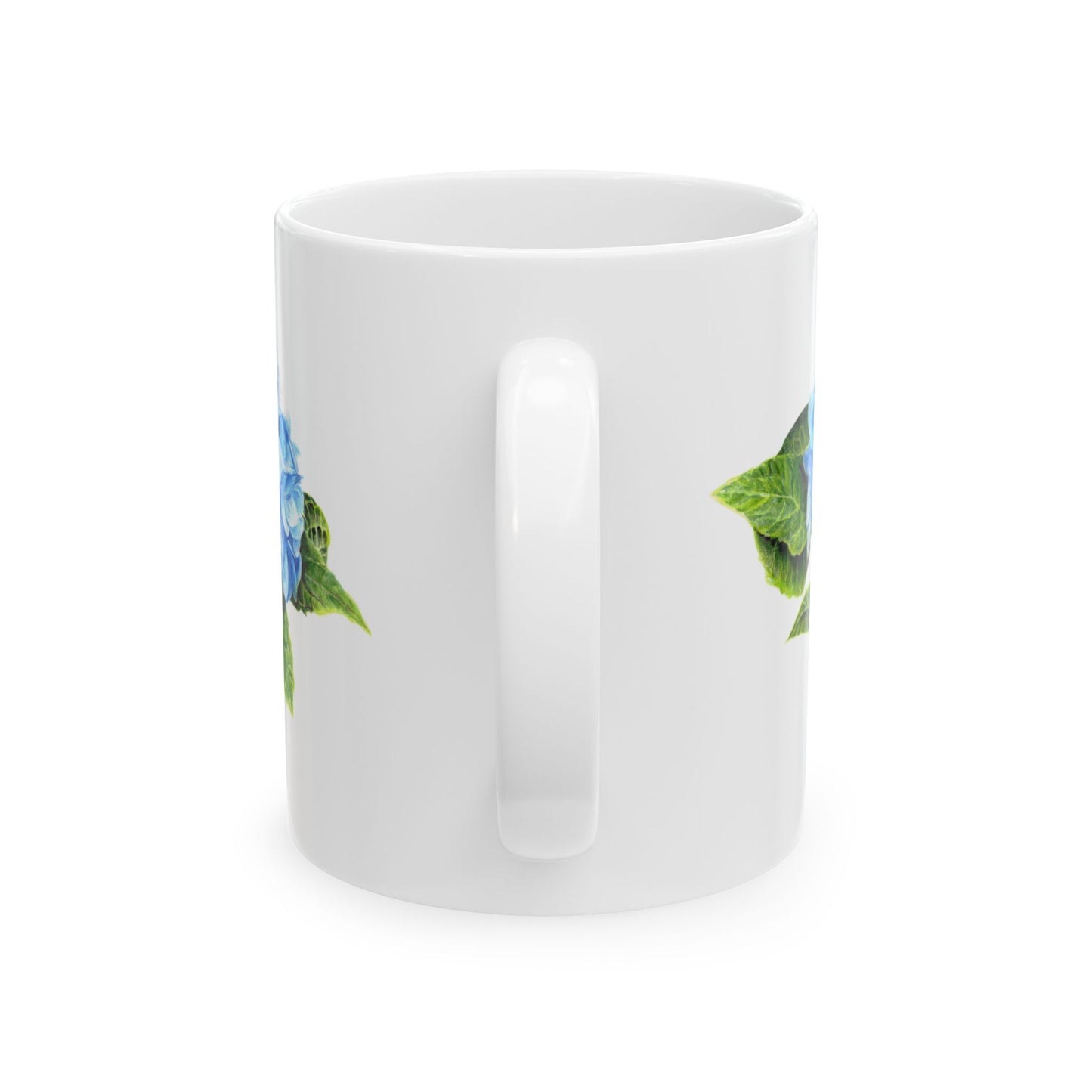 Hydrangea Ceramic Mug — Blue Floral Coffee Cup (11oz & 15oz)