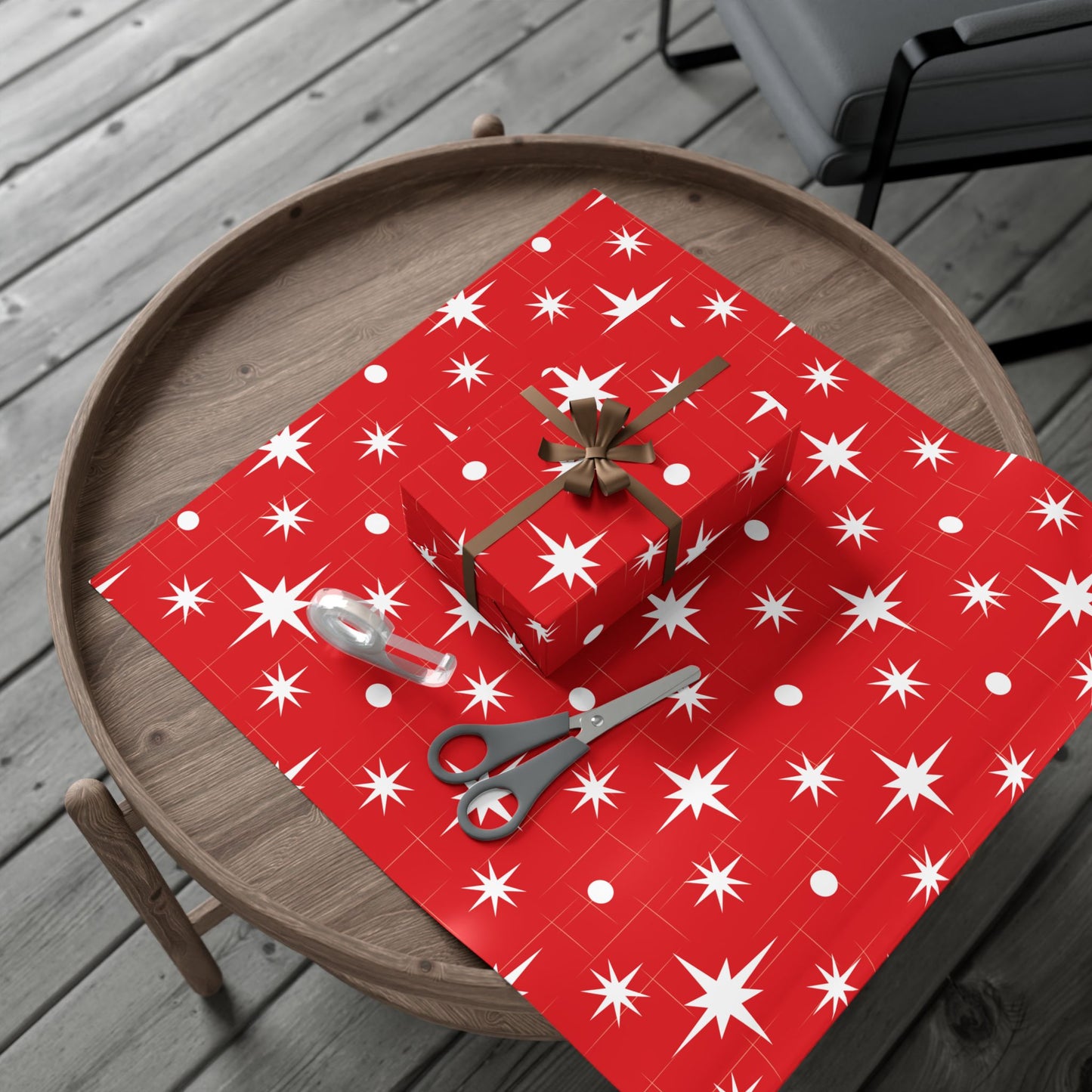 Christmas Star Red Gift Wrap Paper